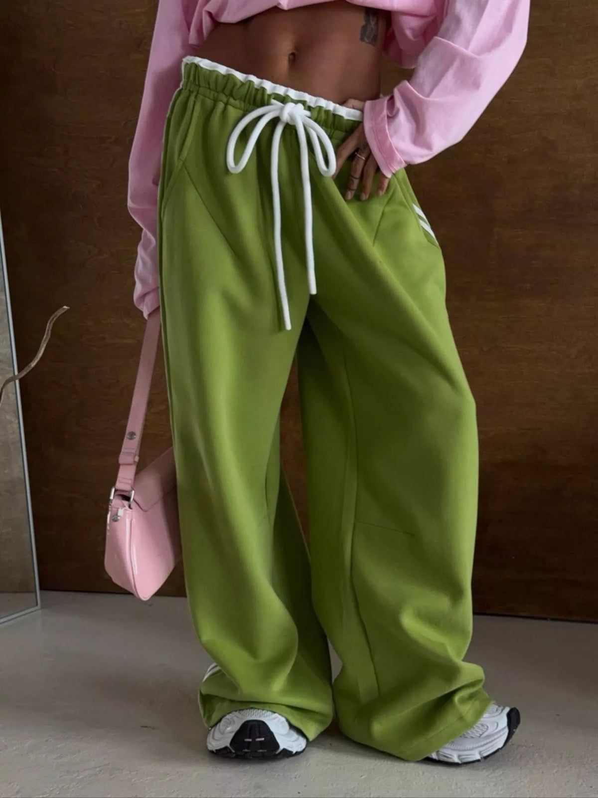 Side Stripes High-Waisted Wide-Leg Sweatpants