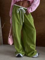 Side Stripes High-Waisted Wide-Leg Sweatpants