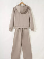 Half Zip Long Sleeve Hoodie and Pants 2pcs Outfit