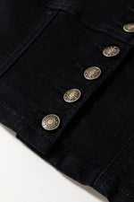 Acid Wash Buttoned Cropped Slim Denim Tank Top