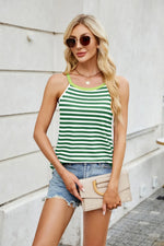Contrast Striped Round Neck Cami
