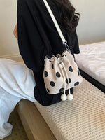 Polka Dot Drawstring Bucket Crossbody Bag
