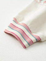 Stripe Stitched Detail Color Block Patchwork Oversized Top