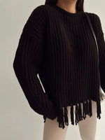 Fringe Round Neck Long Sleeve Sweater