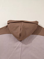 Oversize Waffle Patchwork Exposed Seam Casual Hoodie
