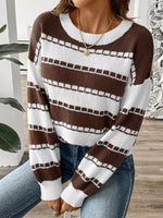 Striped Knit Dropped Shoulder Sweater