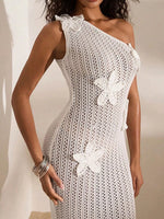 One-Shoulder Crochet Maxi Dress