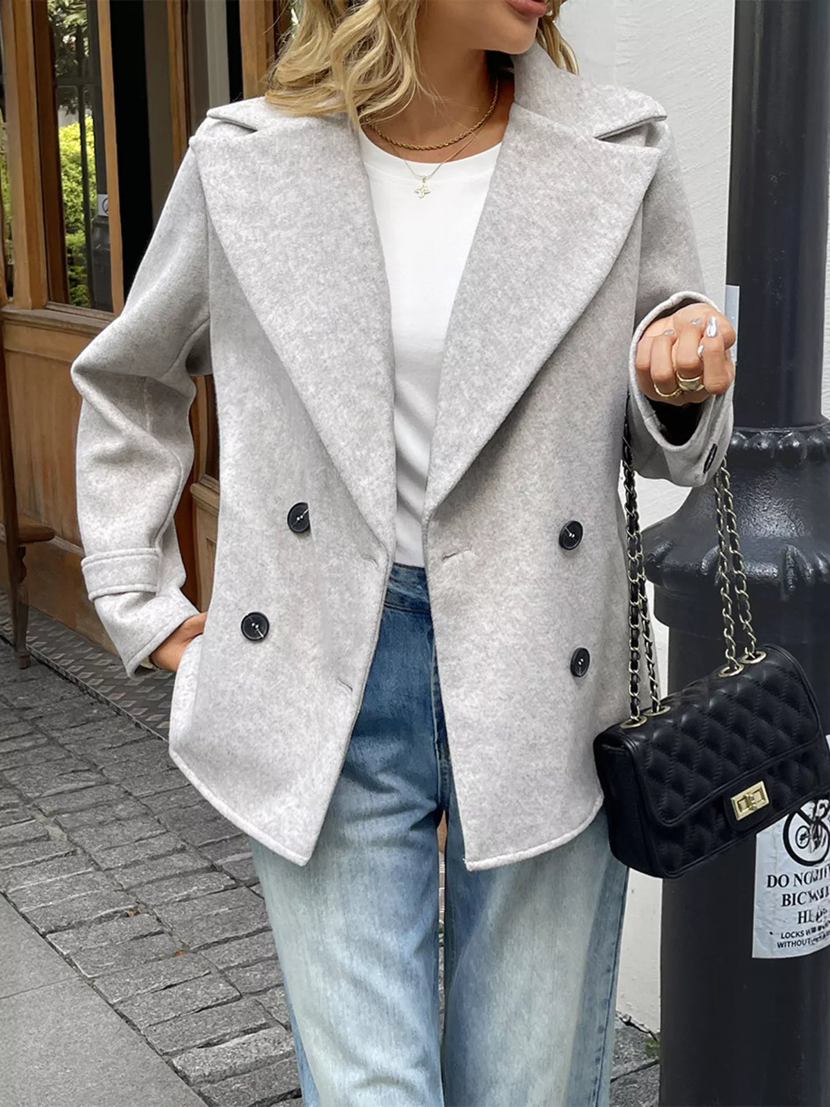 Wool Blend Double-Breasted Jacket