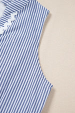 Stripe Sleeveless Notched Ric Rac Mini Dress