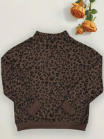 Leopard Print Quarter-Zip Sweatshirt