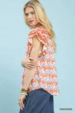Umgee Double Frill Sleeve Floral Blouse