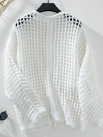 Openwork Open Front Long Sleeve Cardigan