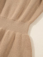Pearl Embellished Keyhole Ribbed Sweater Dress
