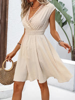 Lace Detail Surplice Cap Sleeve Mini Dress
