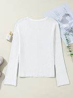 Ribbed Knit Button Front V Neck Cardigan