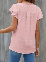 Swiss Dot Ruffled Sleeve Blouse