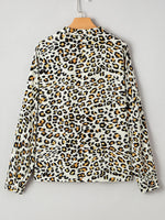Leopard Print Contrast Striped V Neck Blouse