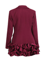 Ruffle Hem Double-Breasted Blazer Dress