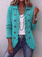 Full Size Ruffled Trim Decorative Button Cardigan Plus Size