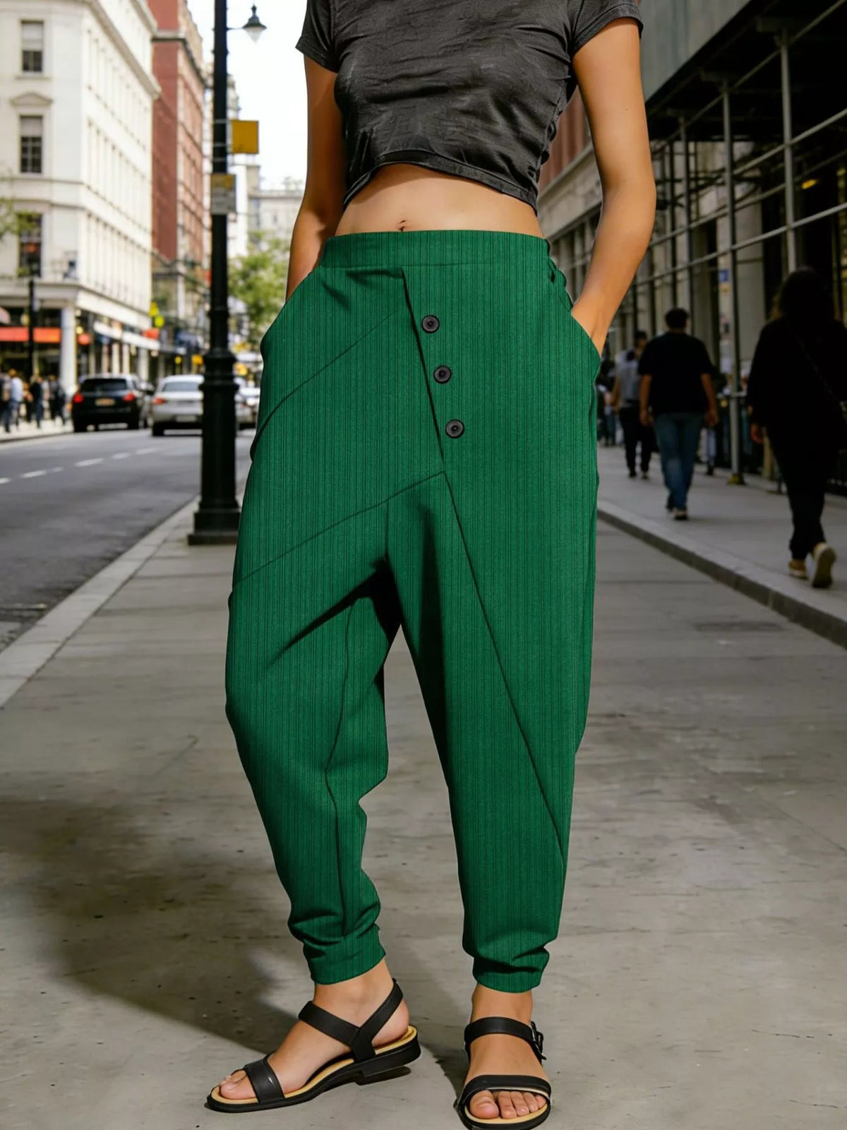 Plus Size Casual Elastic Waist Harem Pants