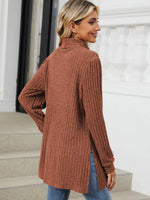 Slit Mock Neck Long Sleeve T-Shirt
