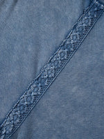 Lace Patchwork Detail Notched Neck Mineral Wash Baggy Sweatshirt