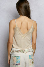 POL Lace Detail V-Neck Ribbed Cami