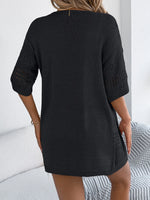 Openwork Open Front Half Sleeve Cardigan