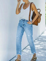 Distressed Straight Leg Jeans