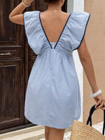 Striped Ruffle Sleeve Mini Dress