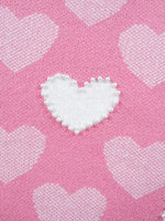 Pearled Heart Print Valentines Crew Neck Sweater