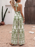Printed Halter Neck Wide Leg Jumpsuit