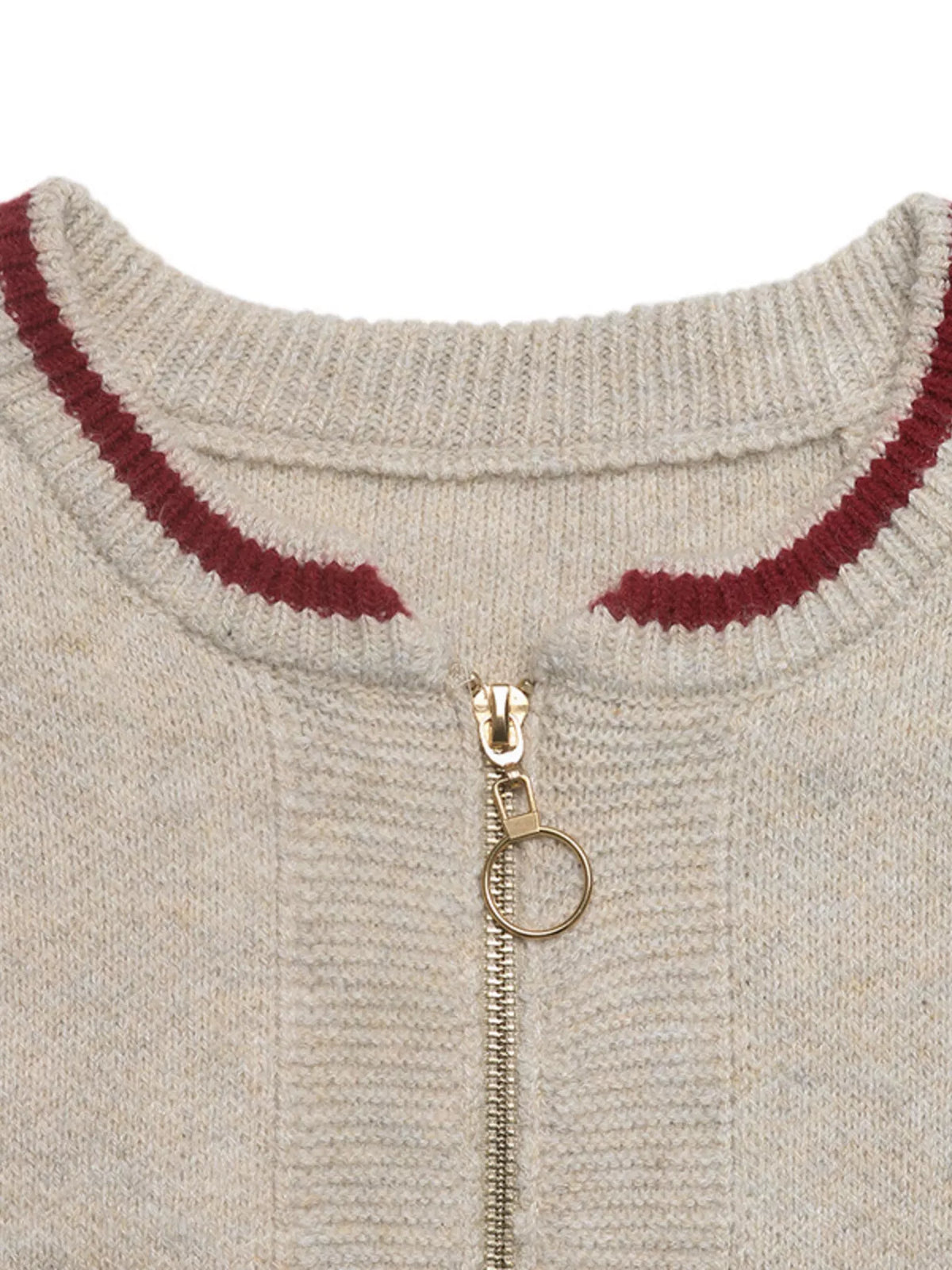 Zip Up Contrast Trim Cardigan