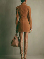 Full Size Zip-Up Long Sleeve Mini Dress Plus Size
