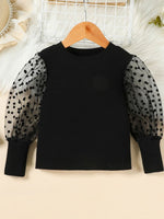Children's Polka Dot Sleeve Top & Faux Leather Skirt Set