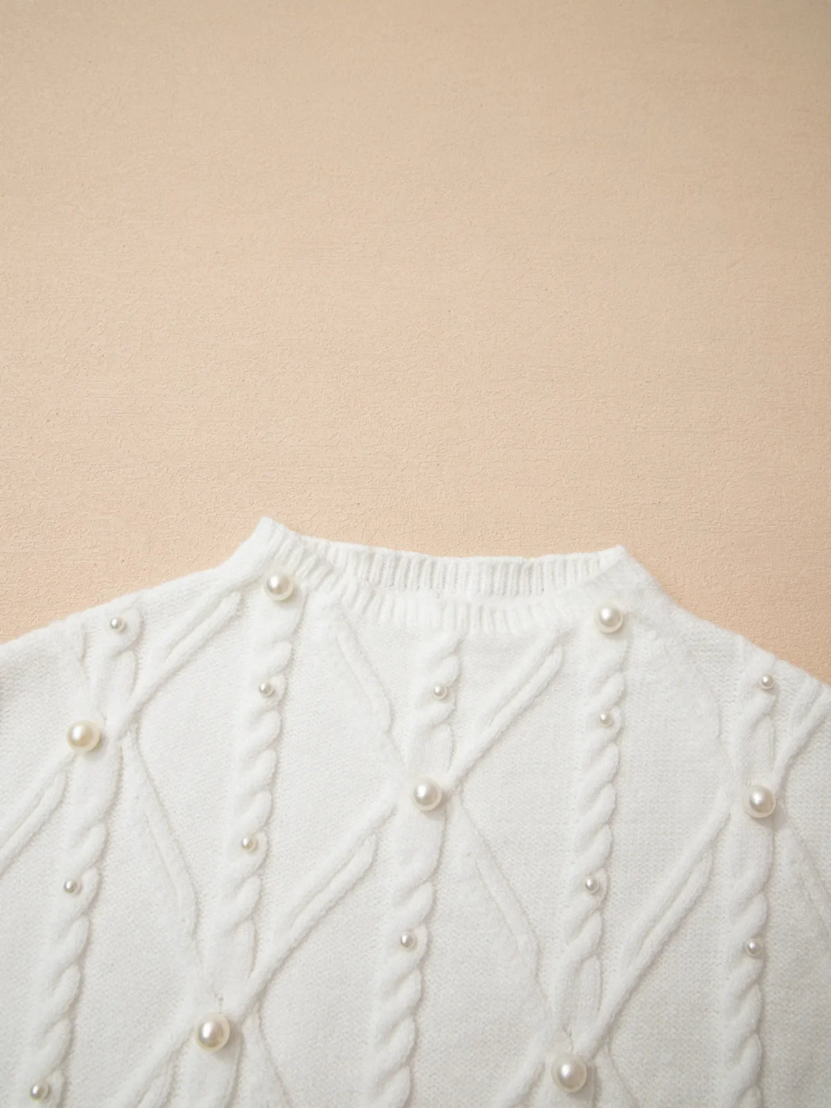 Pearled Mock Neck Textured Knit Sweater Vest