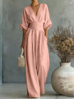 Full Size Half Sleeve Wide-Leg Jumpsuit Plus Size