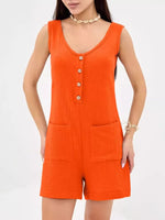 Casual Button-Down Sleeveless Romper