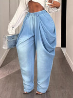 Ruched Wide Leg Jeans
