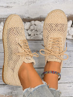 Breathable Woven Lace Up Sneakers