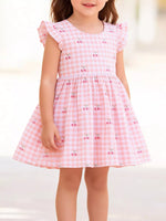 Children's Cherry Gingham Ruffle Sleeve Dress