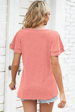 Tie Waist Flutter Sleeve Blouse