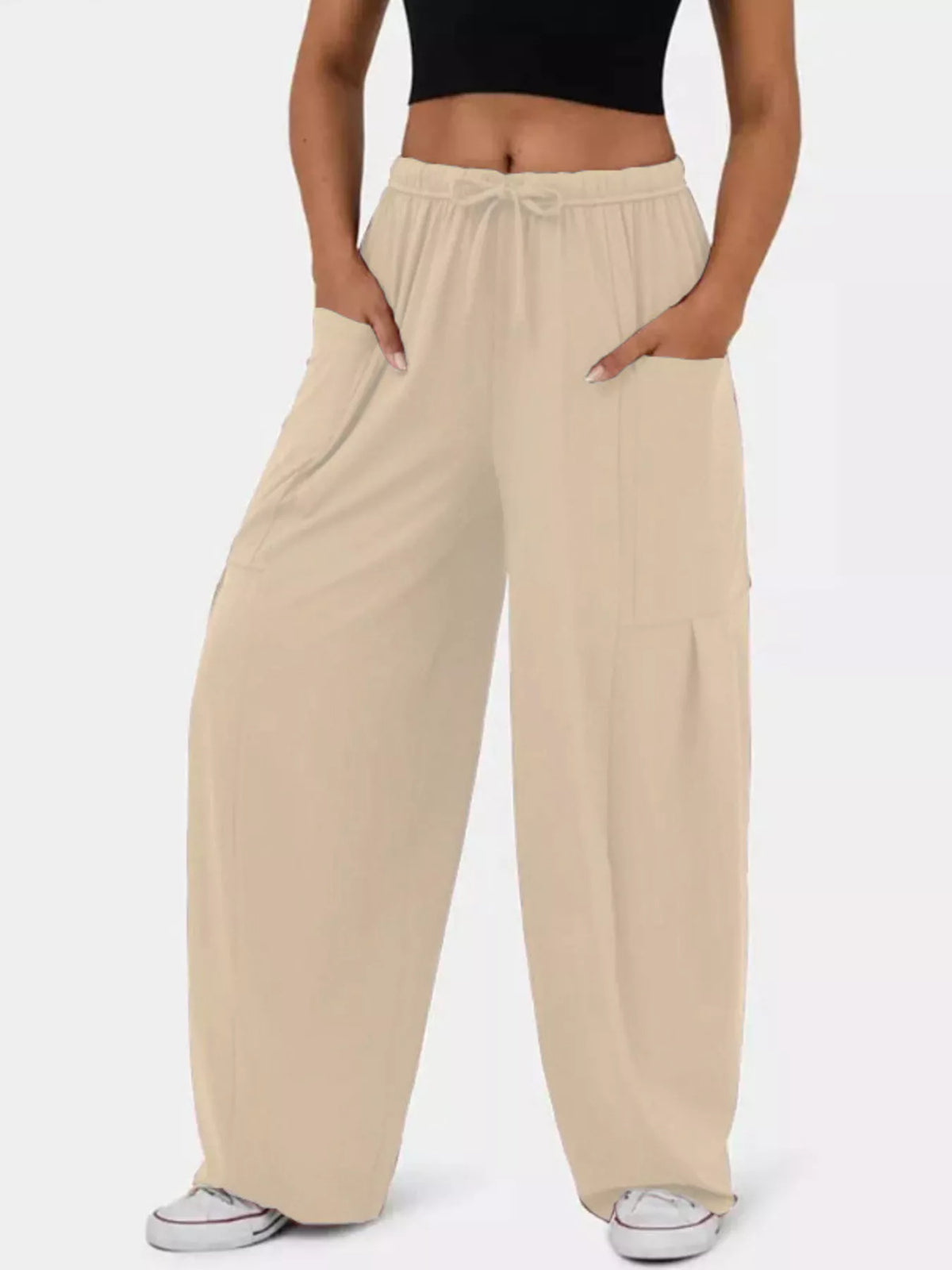 Drawstring Wide Leg Pants