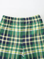 Children's Playful Vehicle Print T-shirt and Plaid Shorts Set
