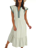 Striped Ruffle Sleeve Midi Dress