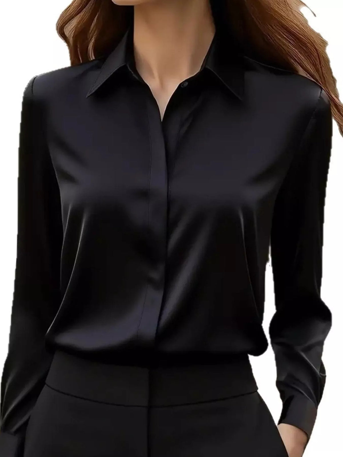 Button Down Collared Neck Long Sleeve Shirt