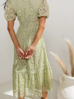 Lace V-Neck Short Sleeve Dress