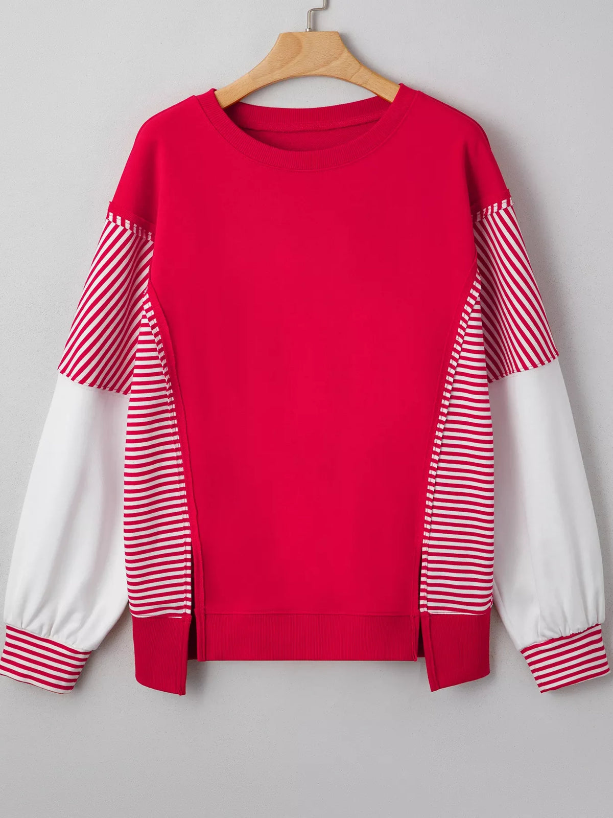 Striped Patchwork Sleeve Colorblock Sweatshirt