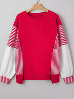 Striped Patchwork Sleeve Colorblock Sweatshirt
