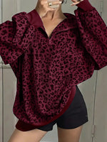Leopard Print Quarter-Zip Sweatshirt